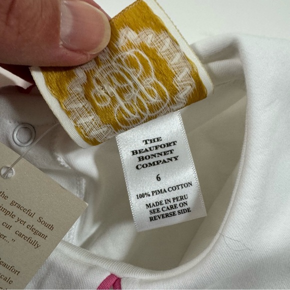 New The Beaufort Bonnet Company A Line Dress White Pink Trim - Picture 3 of 4